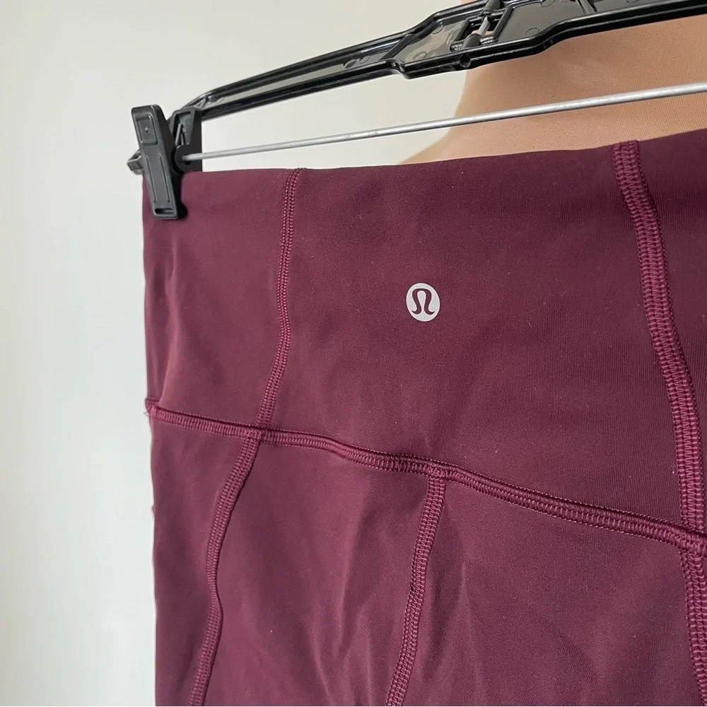 Lululemon Cassis Red Pace Rival High-Rise Mesh Panel Crop 22